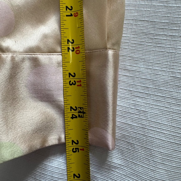 Como Vintage Silk Polka Dot Button-Down Shirt - Cream and Pink Sz 16 - Picture 10 of 11